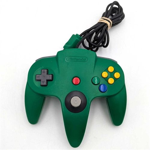 Original Nintendo 64 Controller - Uoriginal Analog Stick - Solid Green - Nintendo 64 Tilbehør (B Grade) (Genbrug) 